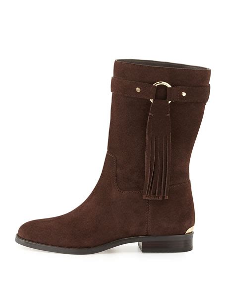 michael kors suede fringe boots|Michael Kors platform boots.